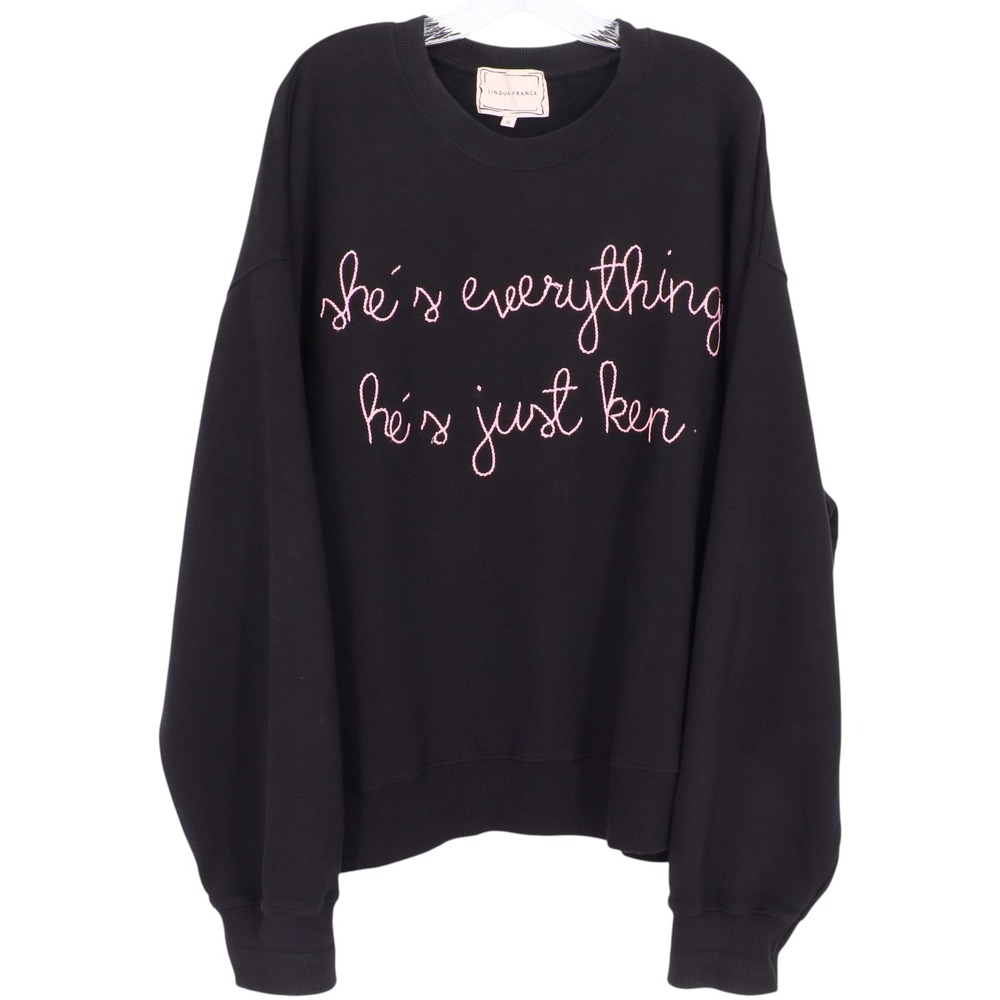 Lingua Franca Shes Everything Hes Just Ken Sweatshirt Black Sz 3X Organic Cotton